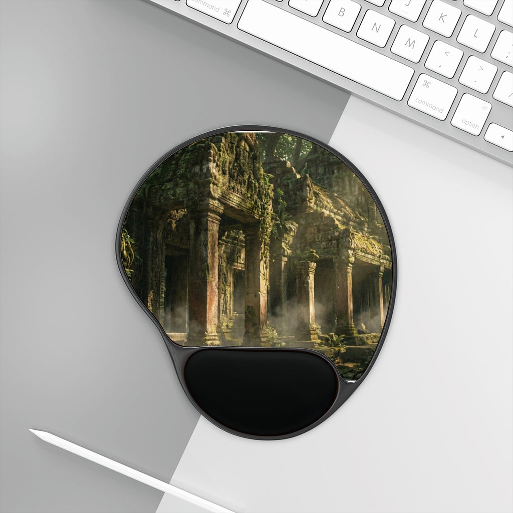 Mouse Pad with Wrist Rest - Temple Mist | Echovira Gallery