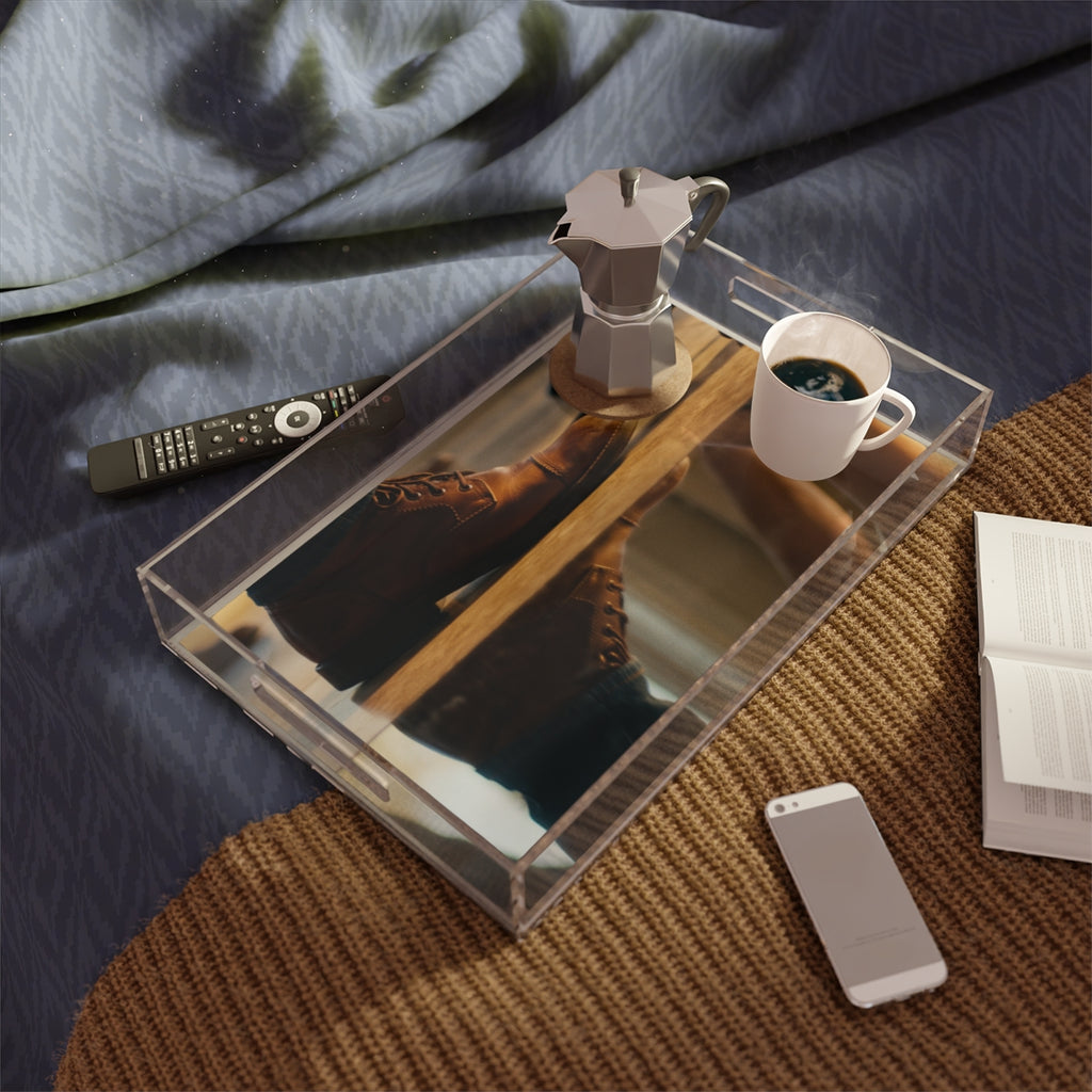 Acrylic Serving Tray - Golden Hour Reflections Cinematic Art...