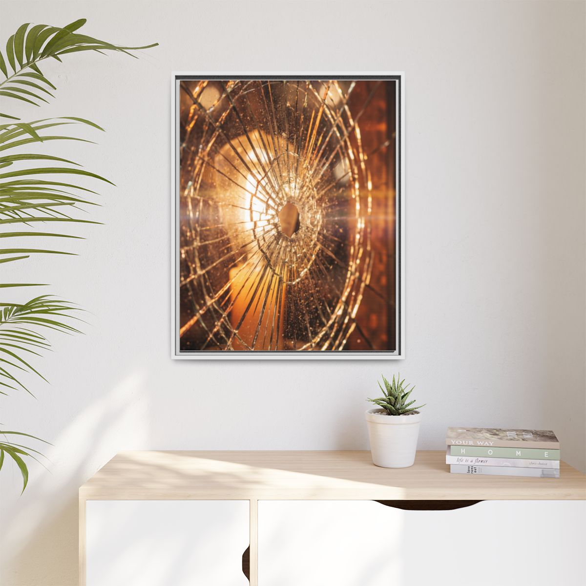 Matte Canvas, Framed - Golden Fractured Art — White / 1.25"...