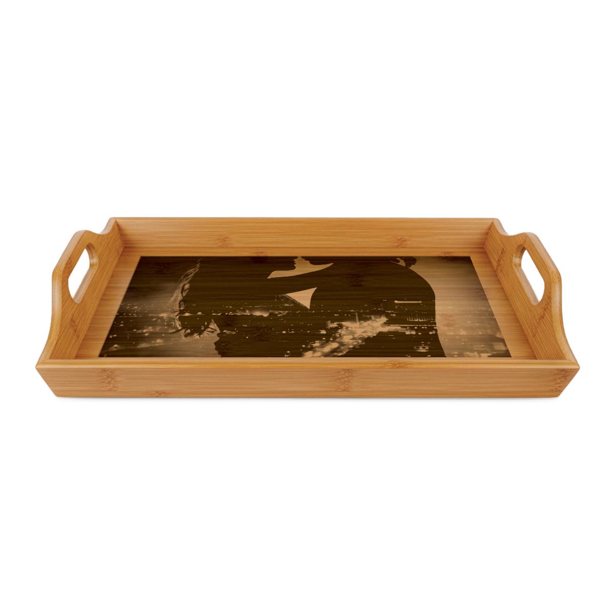Bamboo Serving Tray - City Twilight Engraving | Echovira...