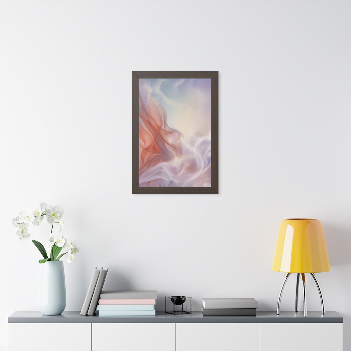 Framed Vertical Poster - Ethereal Silk Flow Pastel... |...