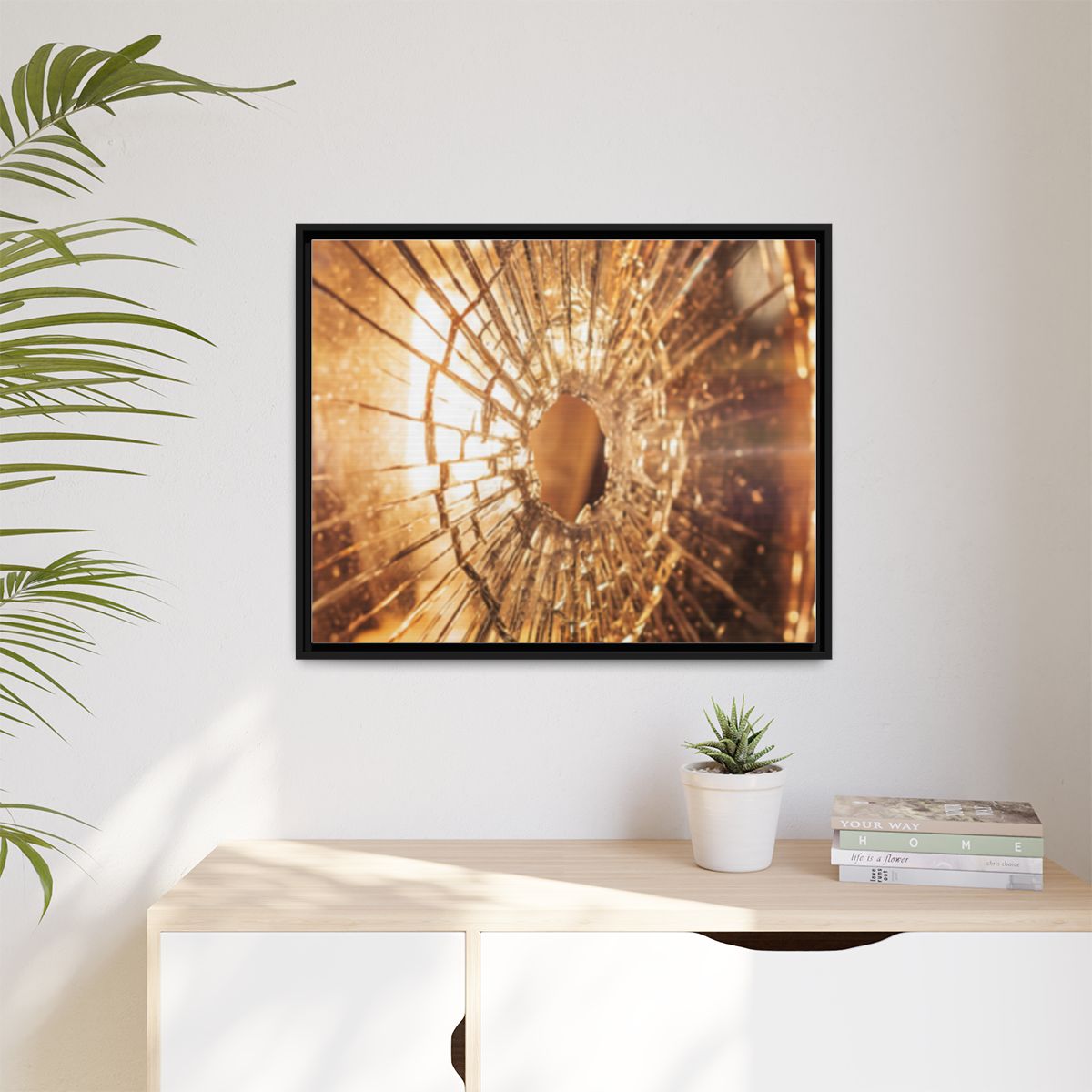 Matte Canvas, Framed - Golden Fractured Art — Black / 1.25"...