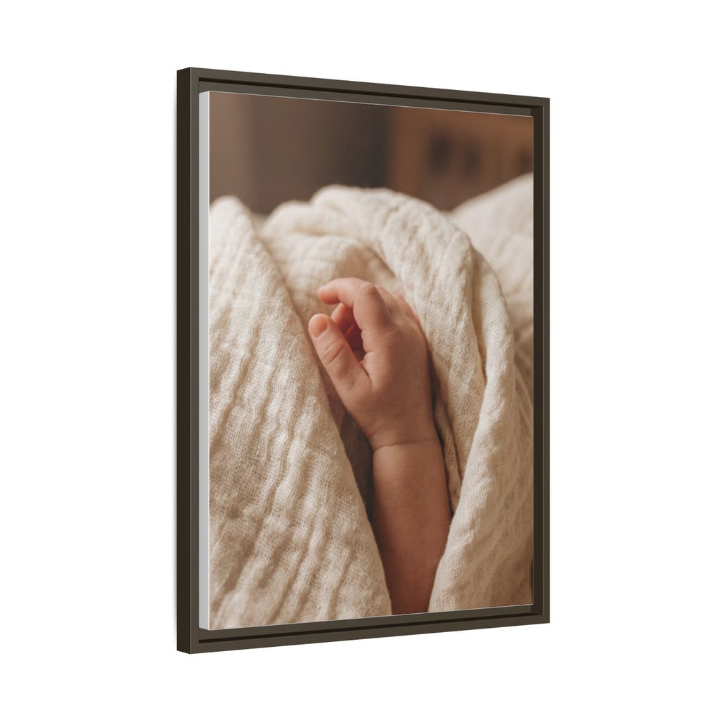 Framed Matte Canvas - Tender Newborn Hand (8×10, 9×12, 11×14, 12×16, 10×20, 12×18, 16×20, 16×24, 18×24, 12×36, 20×24, 16×32, 20×30, 24×30, 24×32, 16×48, 24×36, 24×48, 30×40, 20×60, 32×48, 30×60 & 40×60)