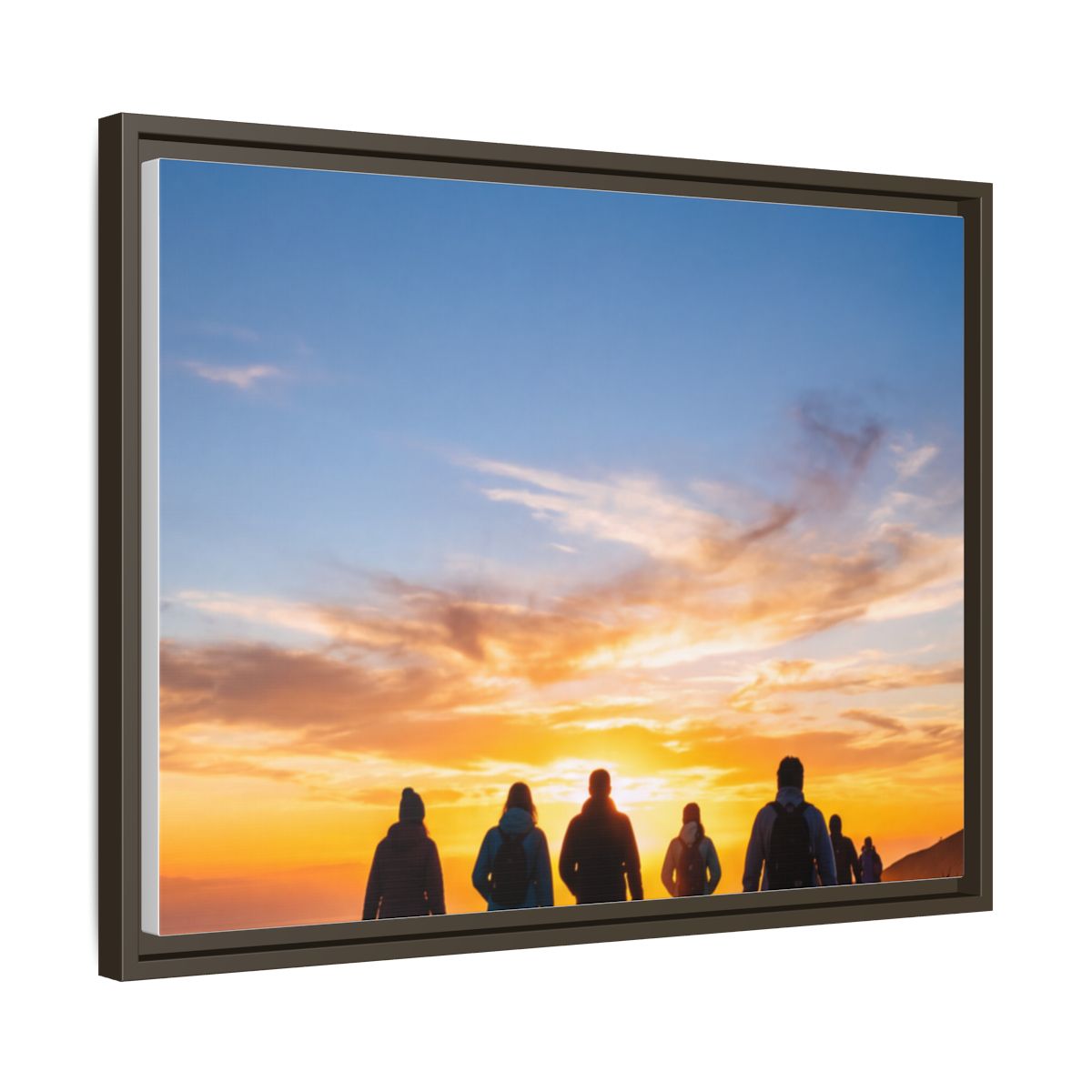 Framed Canvas - Sunset Silhouette — Espresso / 1.25"