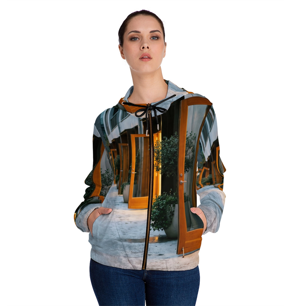 Women's Full-Zip Hoodie - Twilight Courtyard | Echovira...