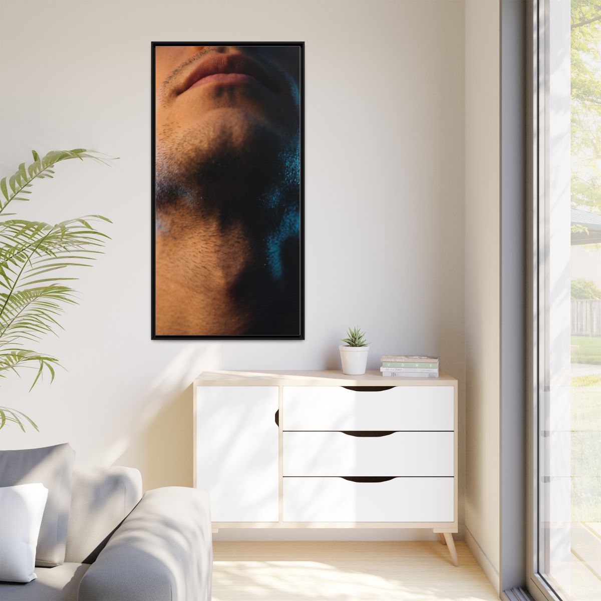 Matte Canvas, Framed - Neon Shadows Cinematic Portrait Art...