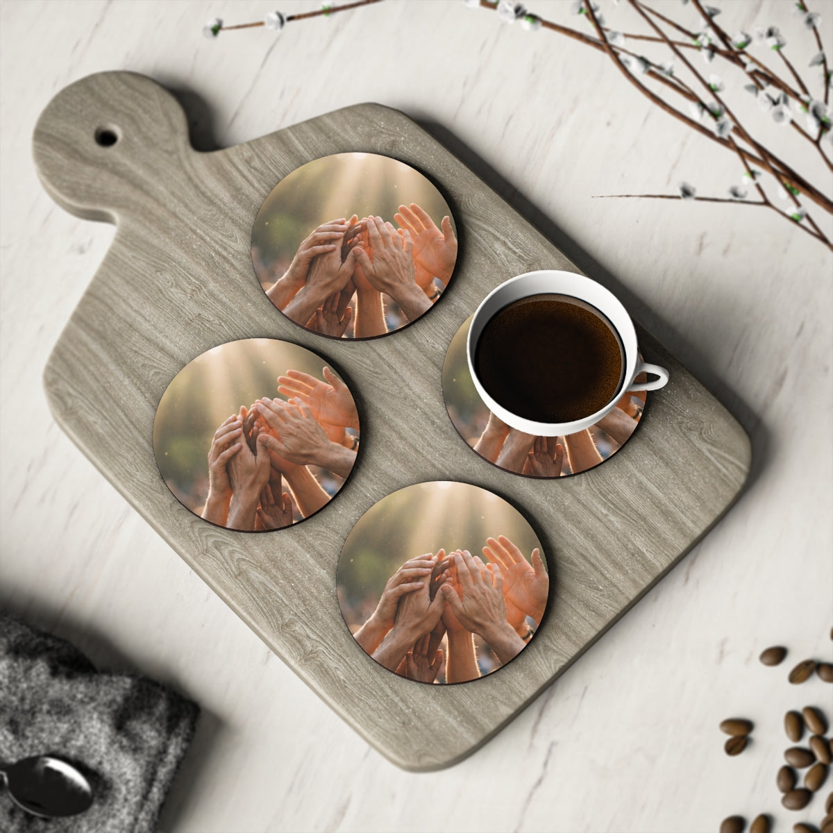 Coasters - Golden Rays of Unity Wall Art (1 & 4 pcs) |...