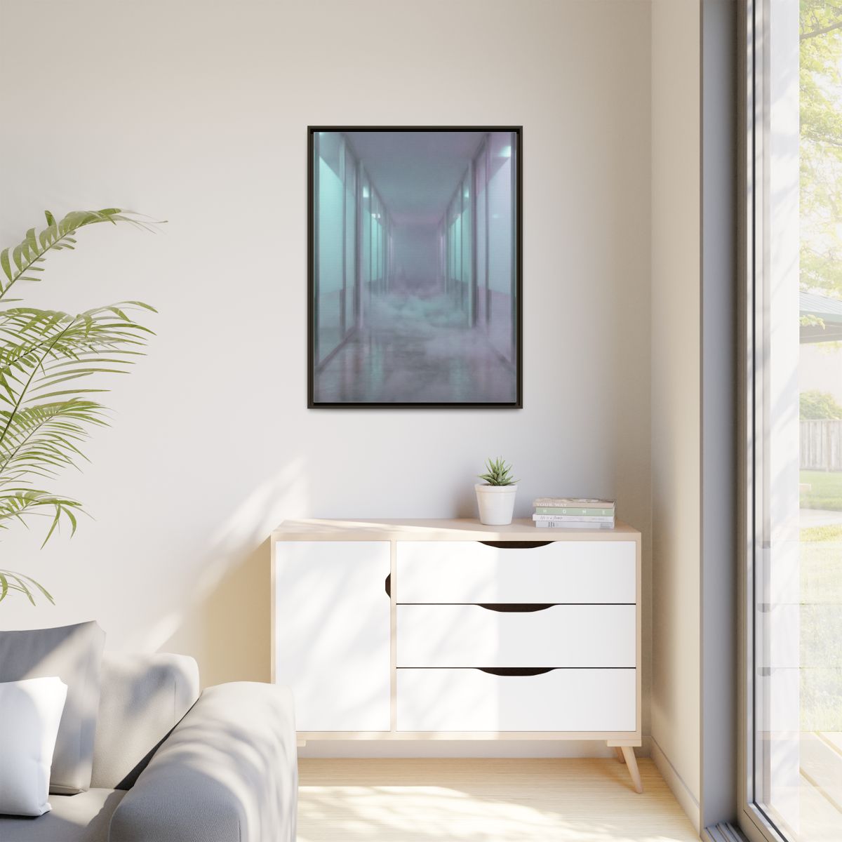 Matte Canvas, Framed - Liminal Corridor Fog Art Print —... |...