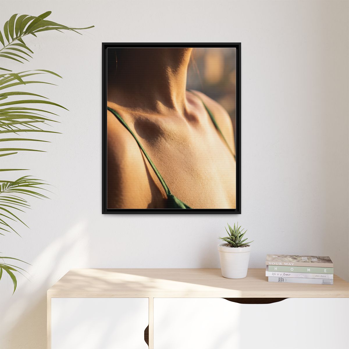Golden Hour Matte Canvas - Framed Sunset Wall Art — Black /...