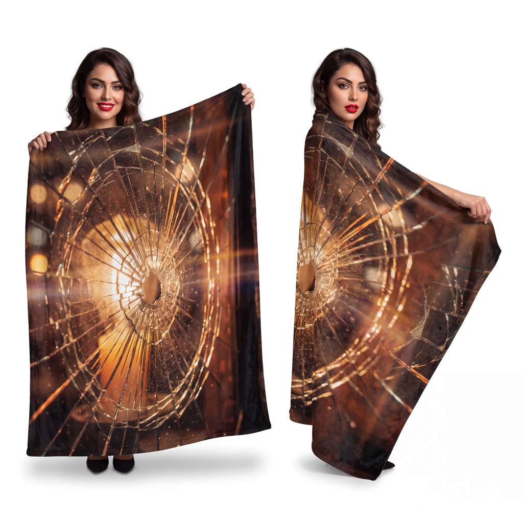 Velveteen Microfiber Blanket - Shattered Glass Glow Art... |...