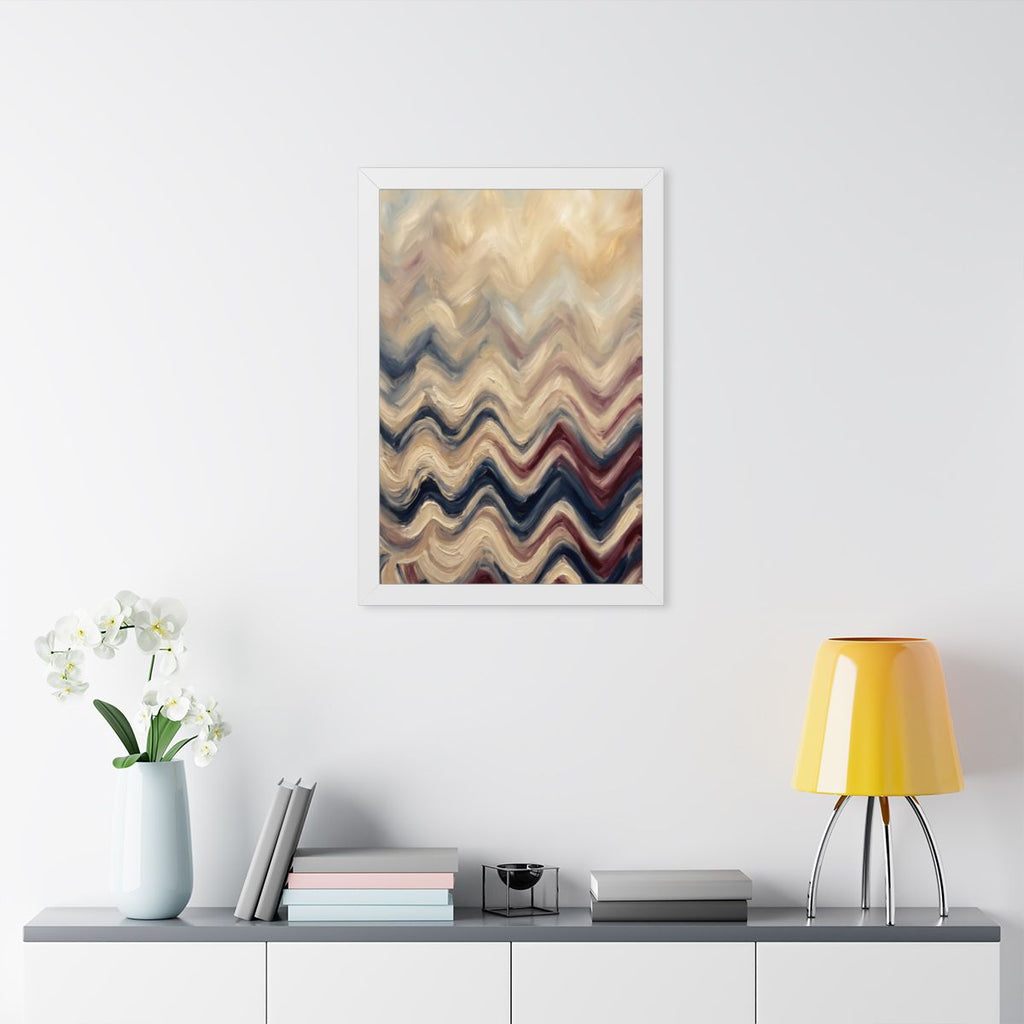 Framed Vertical Poster - Earth Chevron Wave — White (11×14...
