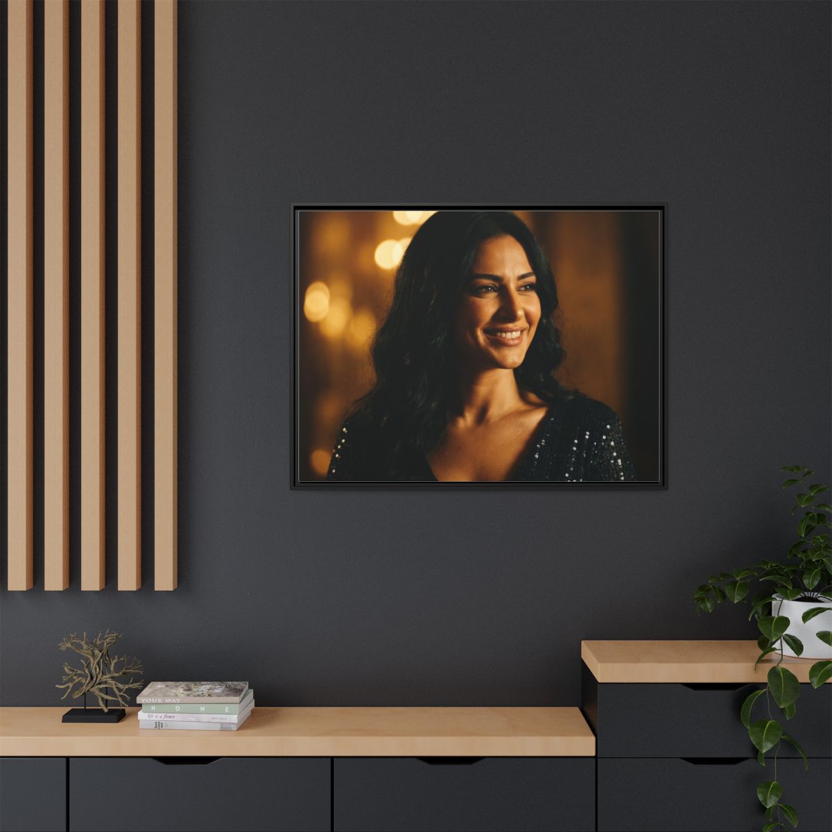 Framed Canvas Art - Golden Glamour — Black / 1.25"