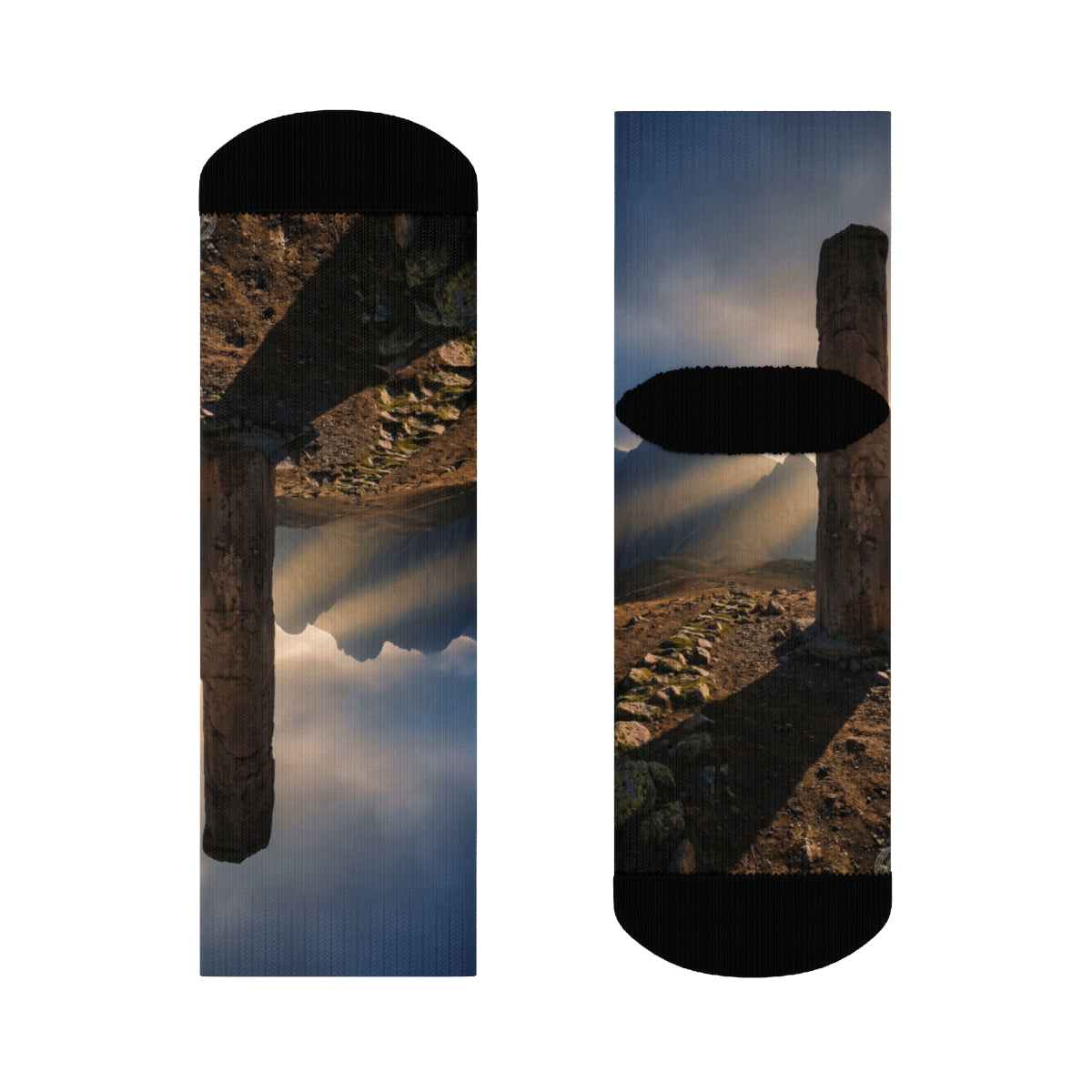 Crew Socks - Ancient Monolith Landscape Wall Art | Echovira...