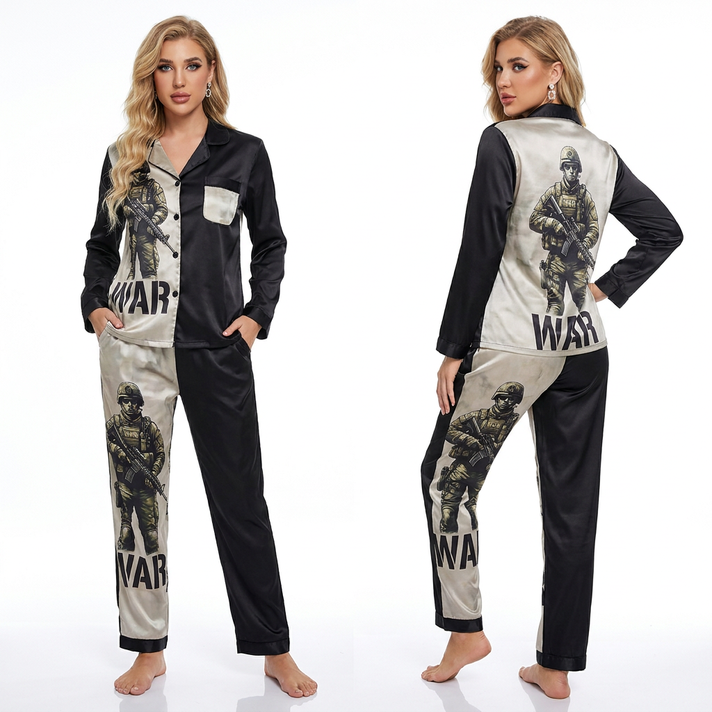 Women's Satin Pajamas with Solitary Watchman