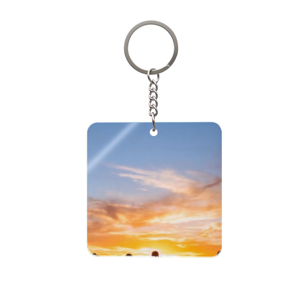 Square Keychain - Sunset Mountain Trail | Echovira Gallery
