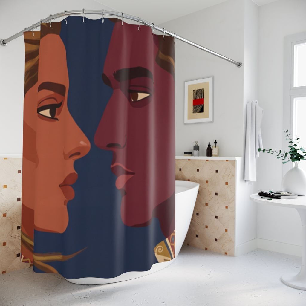 Shower Curtains - Celestial Lovers Profile Art - Cosmic... |...