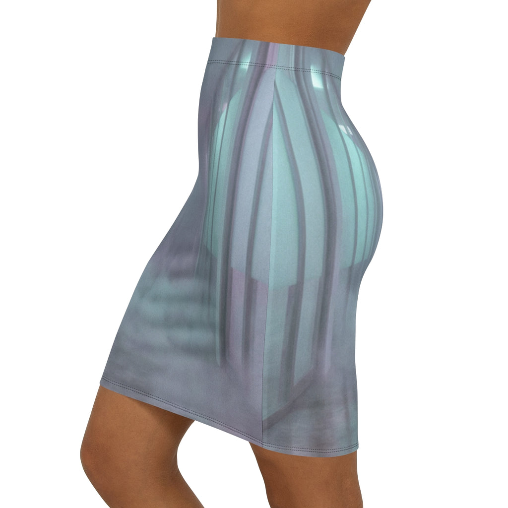 Women's Mid-Waist Pencil Skirt - Liminal Corridor Fog Art......