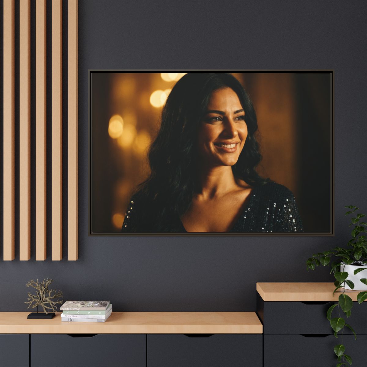Framed Canvas Art - Golden Glamour — Espresso / 1.25"