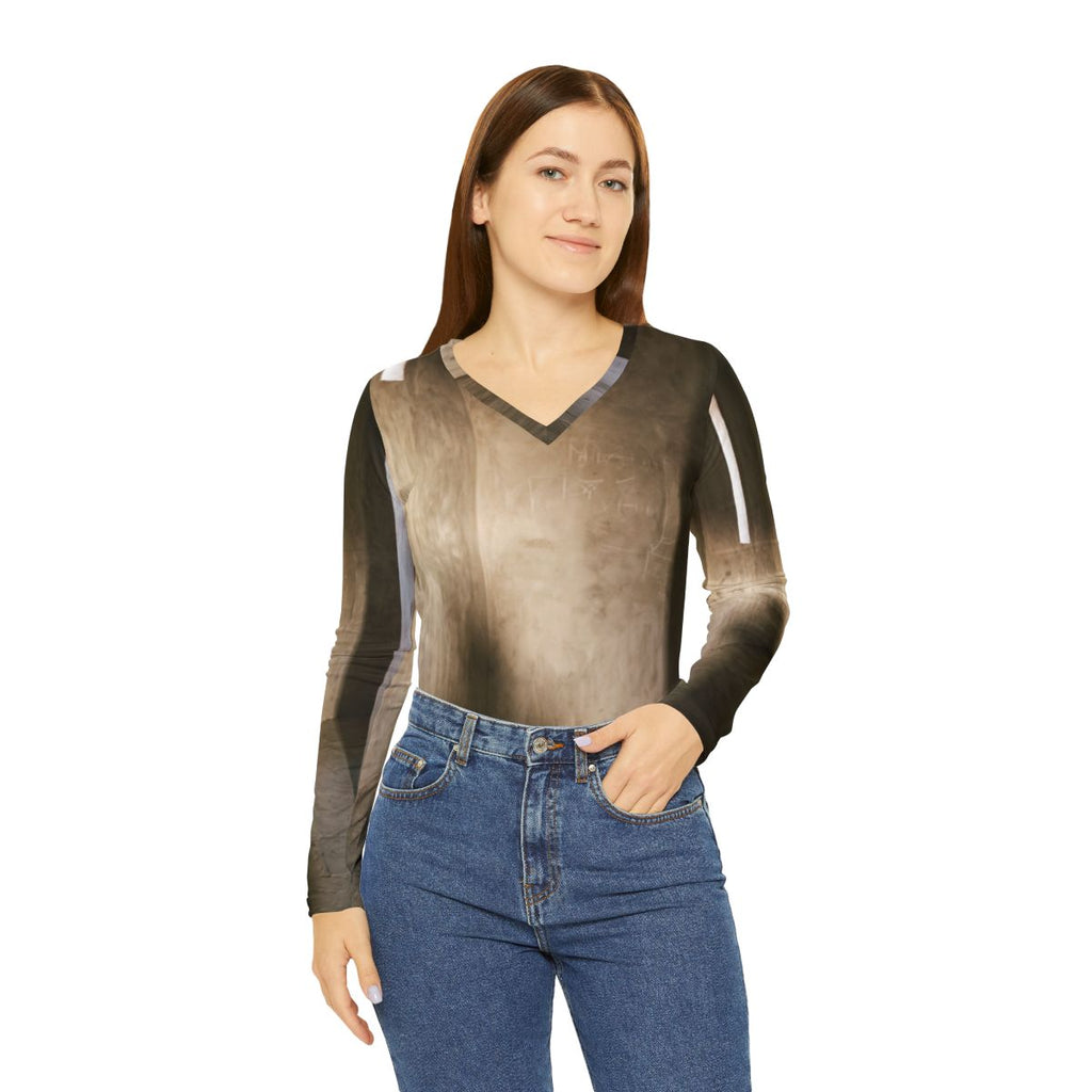 Women's Long Sleeve V-neck Shirt - Shadows of the Citadel......
