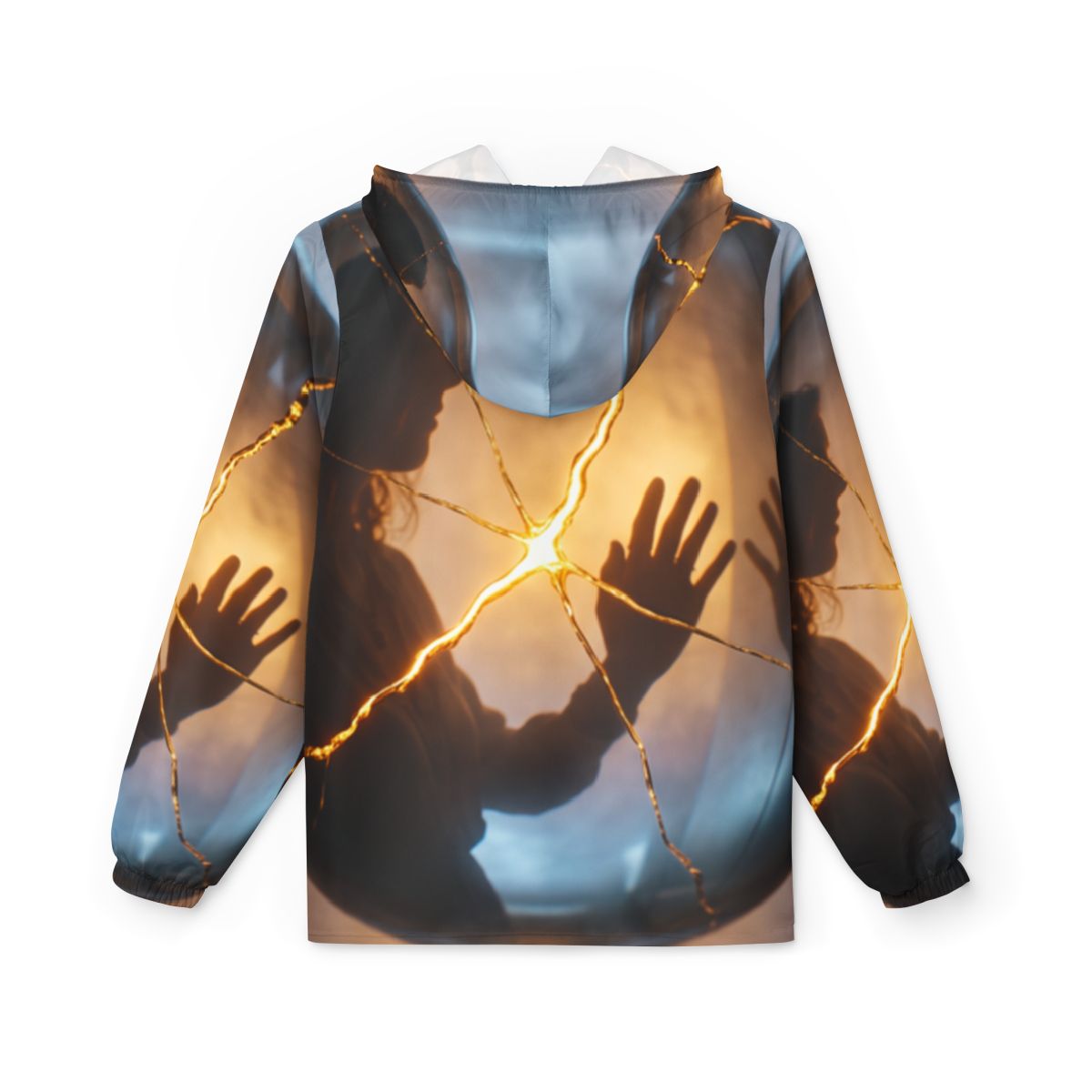 Men's Unisex Windbreaker Jacket - Golden Kintsugi Sphere......