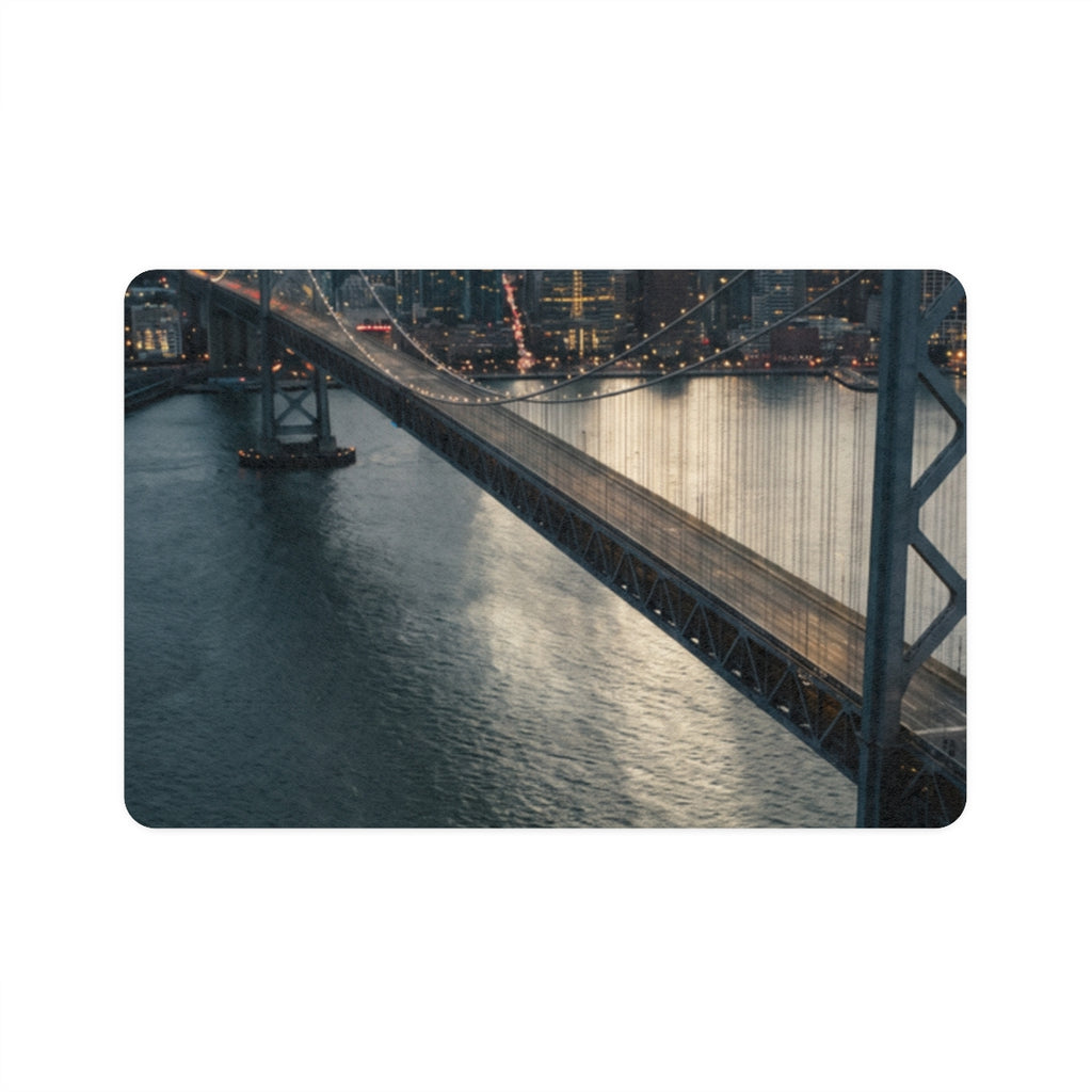 Pet Food Mat 12x18 - City Twilight Bridge | Echovira Gallery