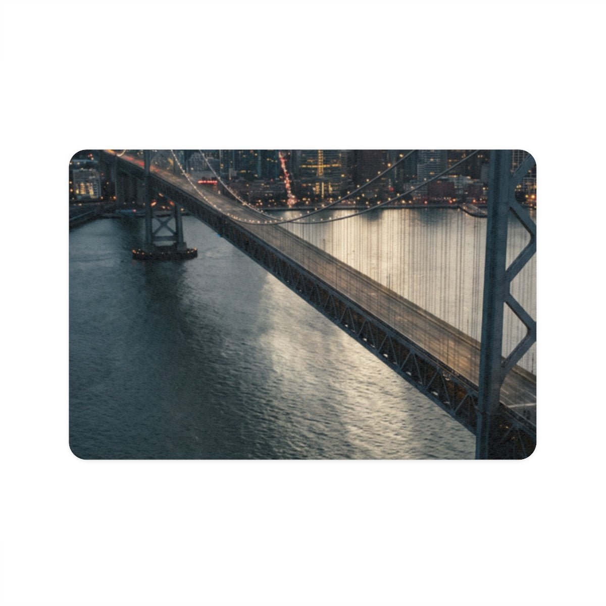 Pet Food Mat 12x18 - City Twilight Bridge | Echovira Gallery