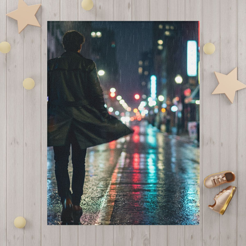 Rainy City Neon Walk Toddler Blanket