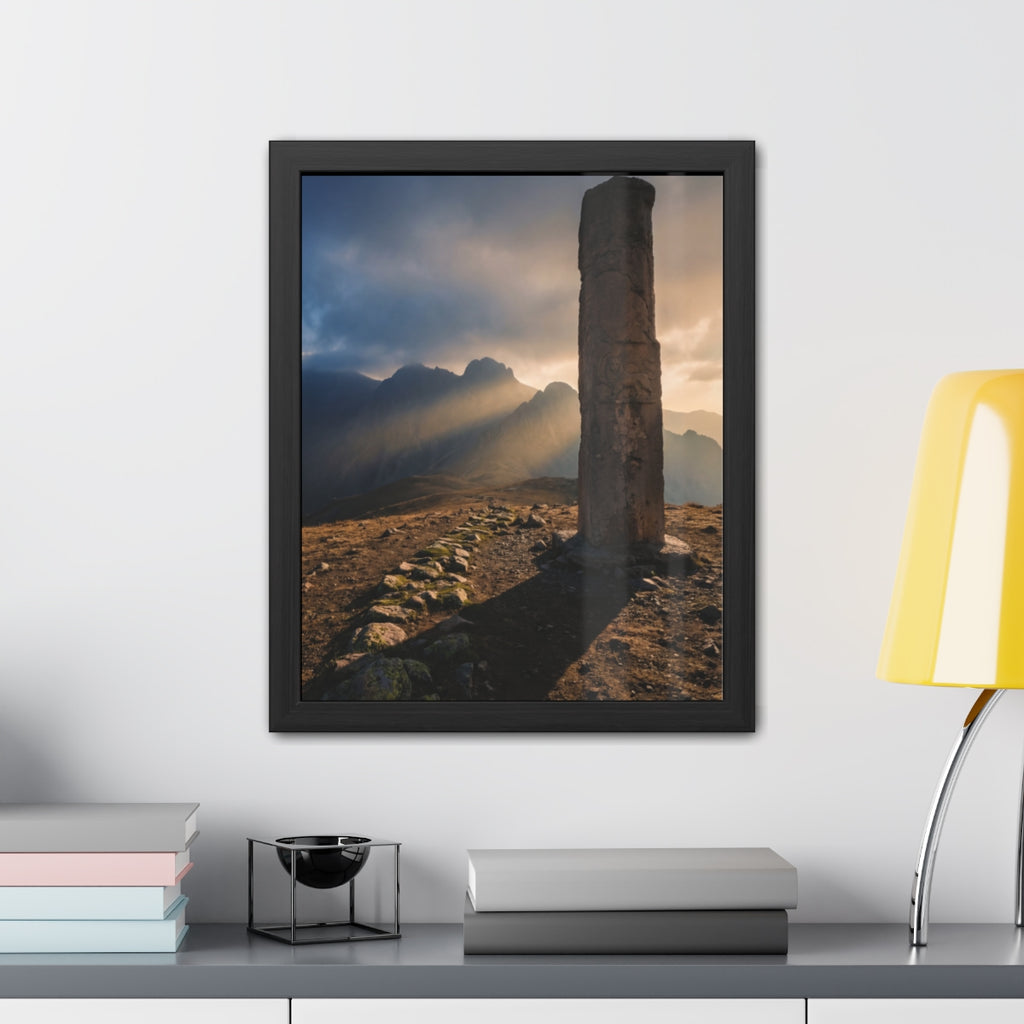 Framed Poster - Ancient Lion & Sun — Portrait