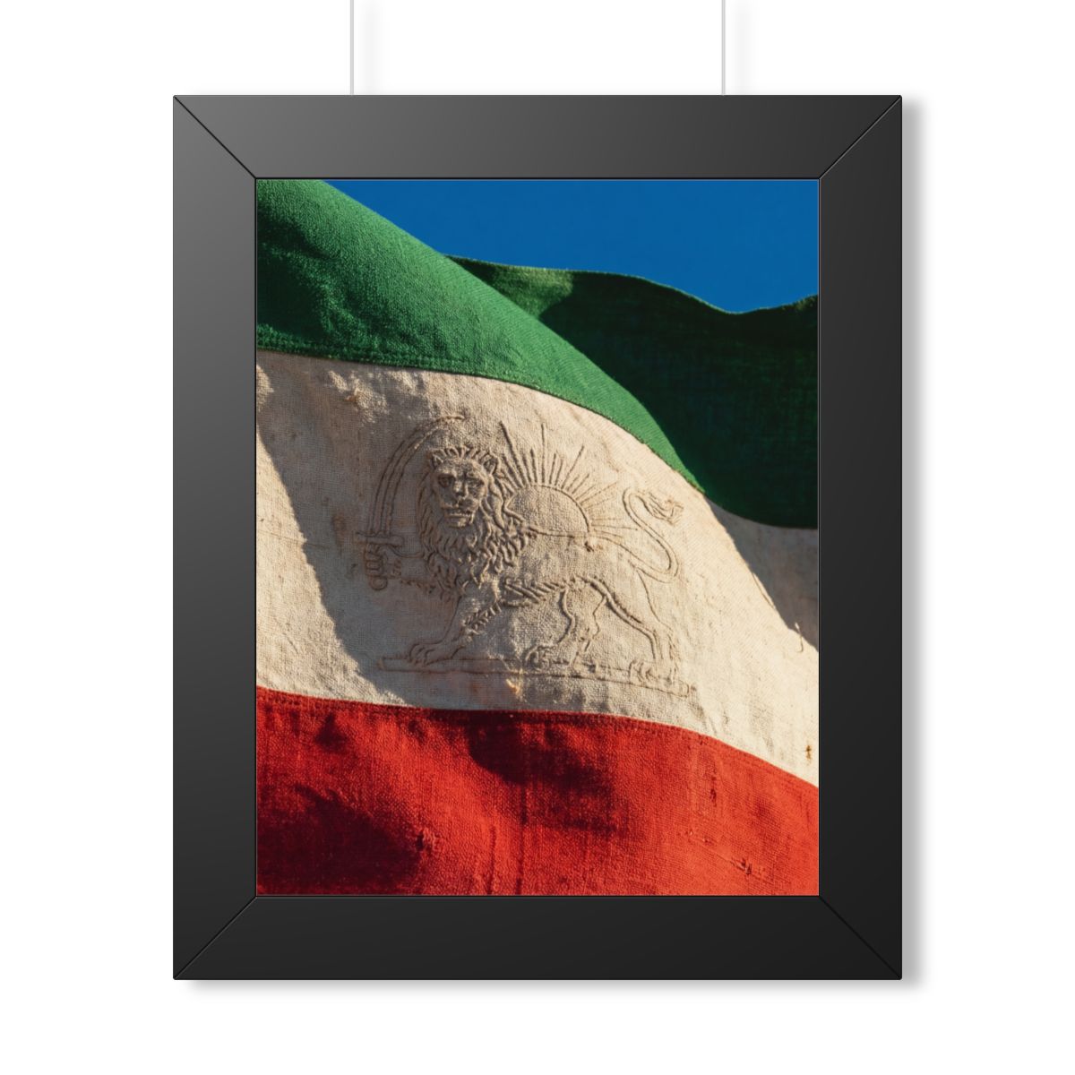 Framed Vertical Poster - Vintage Persian Lion and Sun Flag...