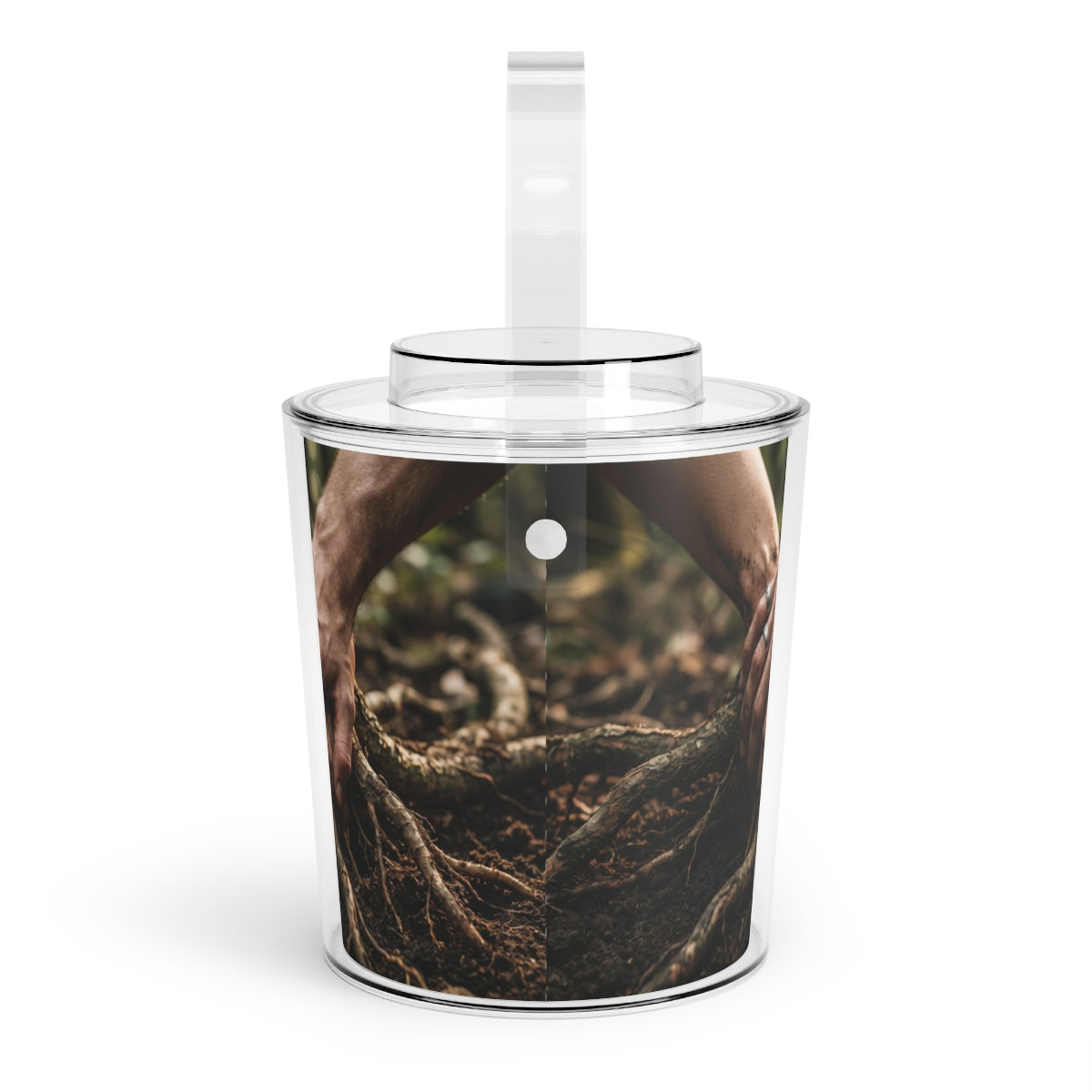 Ice Bucket with Tongs Earthy Forest Roots