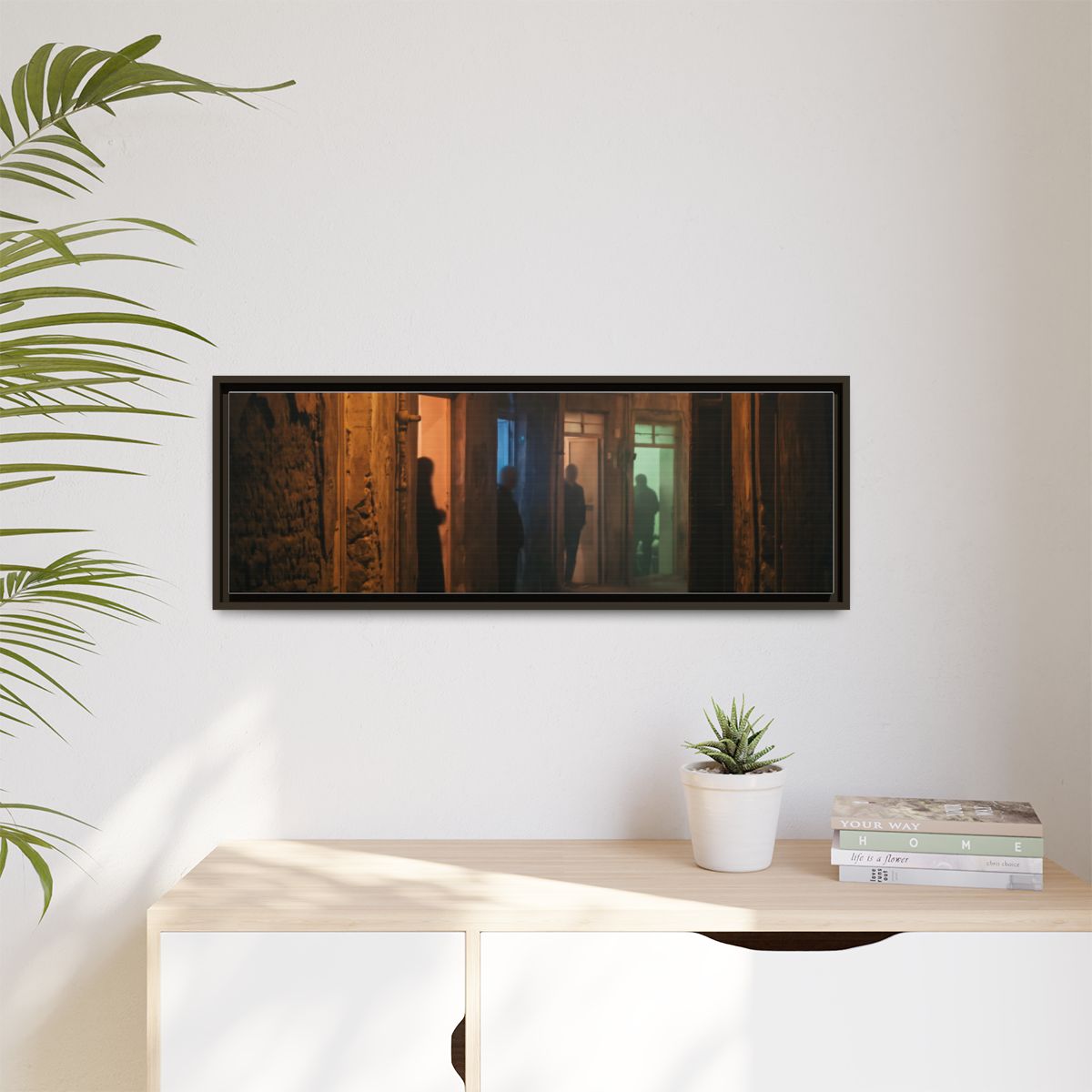 Matte Canvas, Framed - Shadowed Alleyway Mystery Art Print...