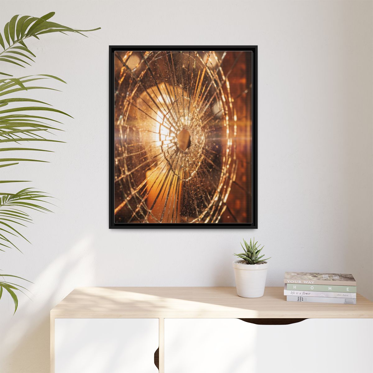 Matte Canvas, Framed - Golden Fractured Art — Black / 1.25"...