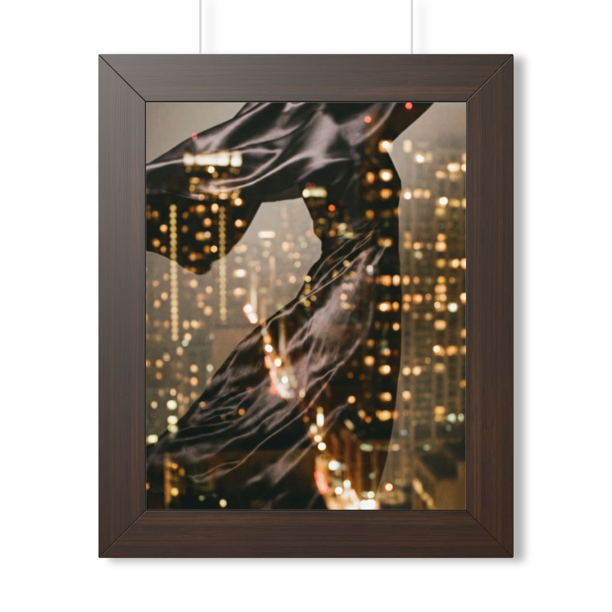 Framed Vertical Poster - Nocturnal City Metamorphosis Art —...