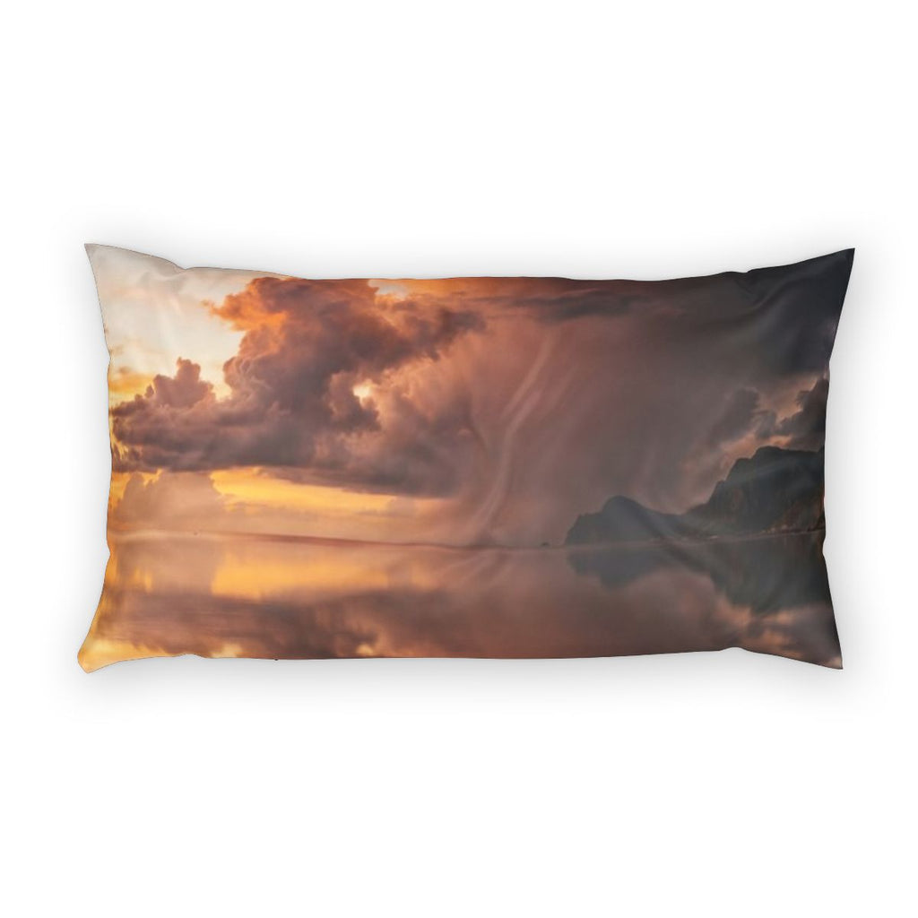 Cotton Pillow Sham - Solitary Boat at Sunset Wall Art |...