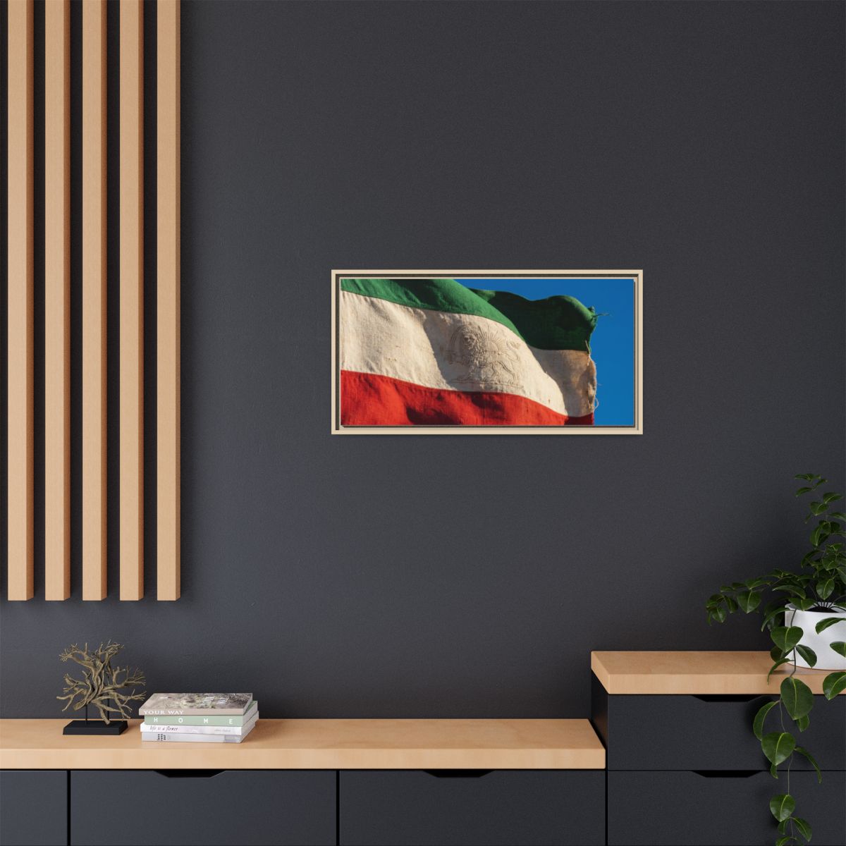 Framed Canvas Art - Distressed Flag — Natural / 1.25"
