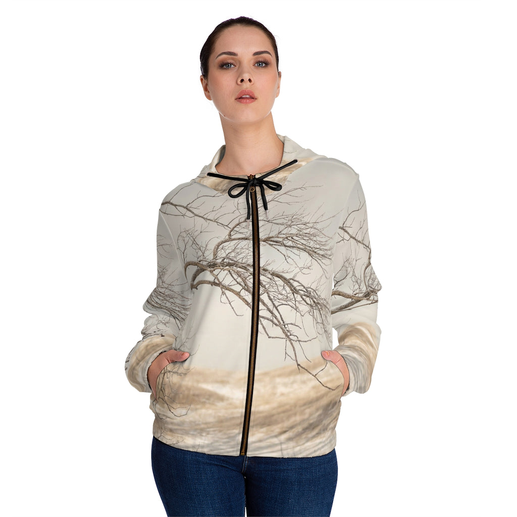 Women's Full-Zip Hoodie - Winter Branch Solitude Landscape |...