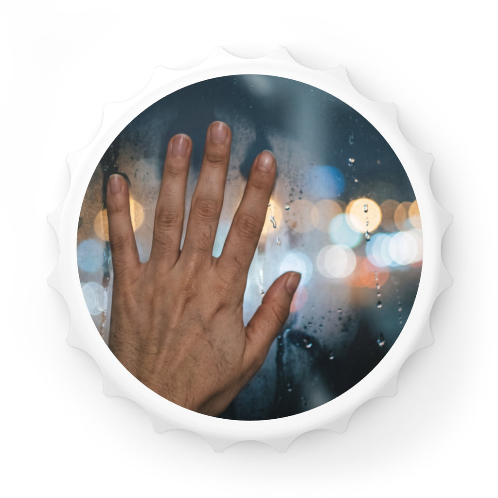 Rainy Window City Bokeh Bottle Opener