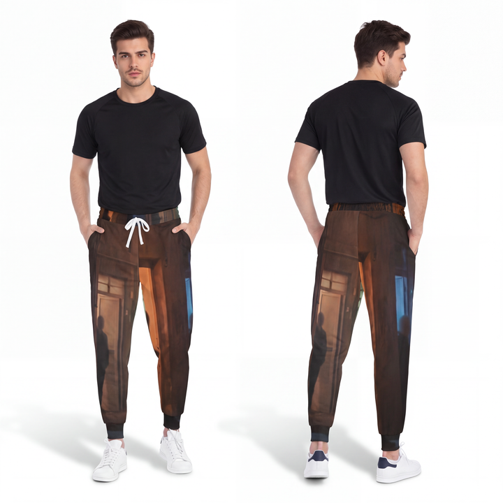 Men's Athletic Joggers - Nocturnal Alleyway Misty Street Art