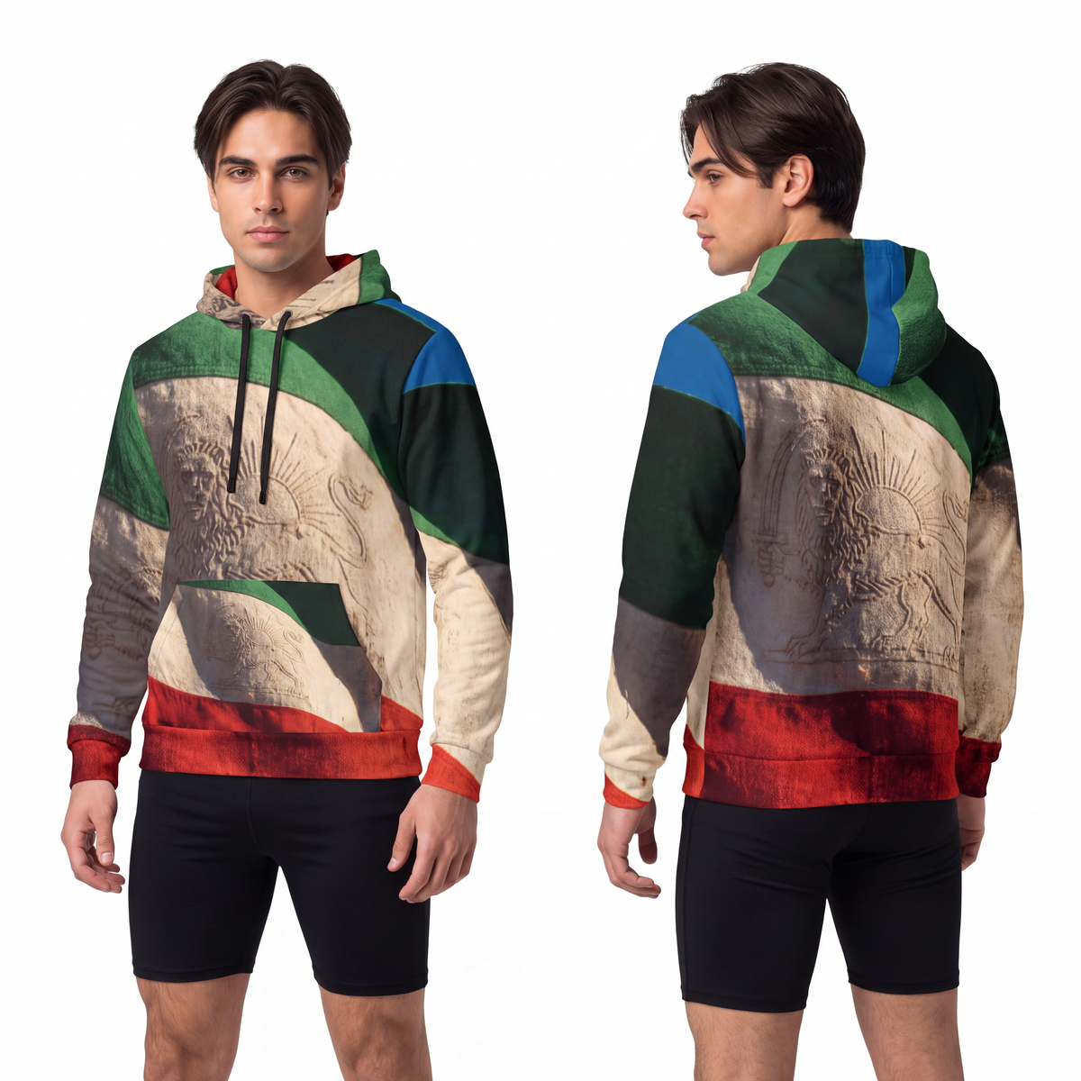 Men's Athletic Hoodie - Vintage Lion & Sun Sport Hoodie |...