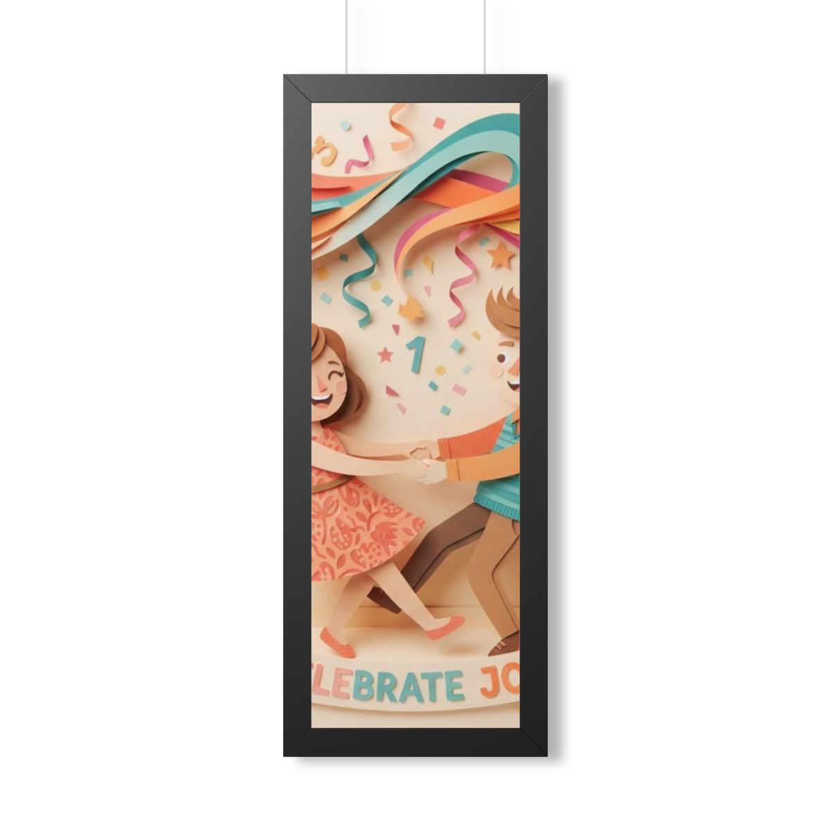 Framed Vertical Poster - Celebrate Joy Papercut Art... |...