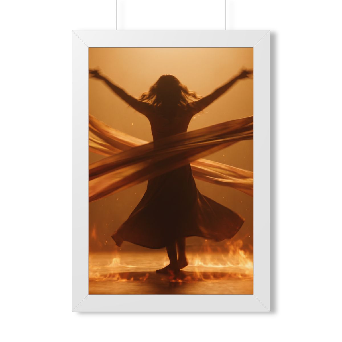 Framed Vertical Poster - Fire Dance Ascent — White (11×14......