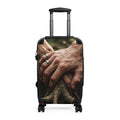 Suitcase with Forest Roots and Hands Art