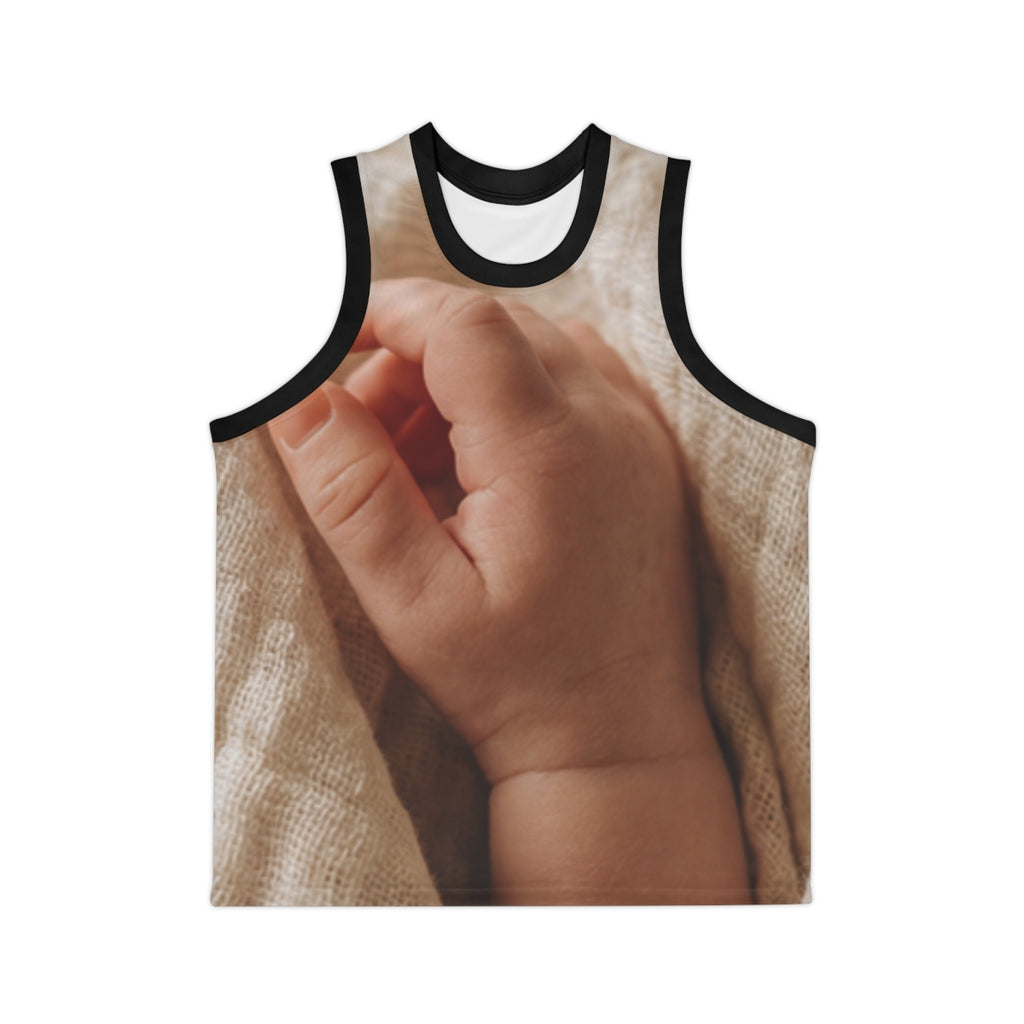 Unisex Basketball Jersey - Tender Newborn Hand in Soft... |...