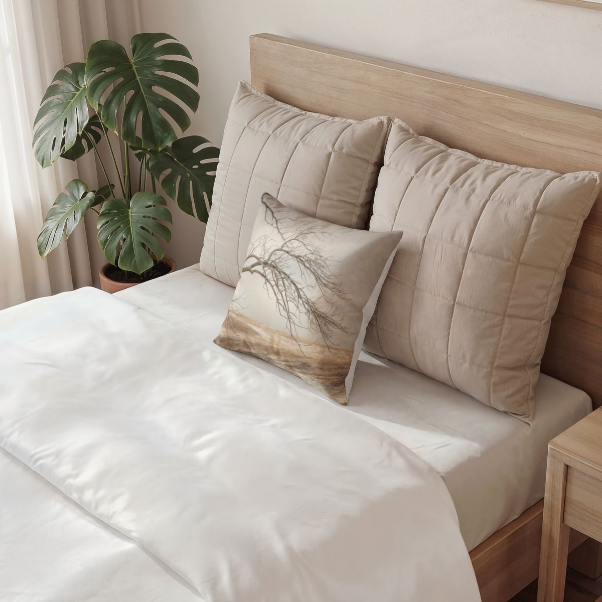 Poly Velvet Pillow - Winter Branch Solitude Landscape |...