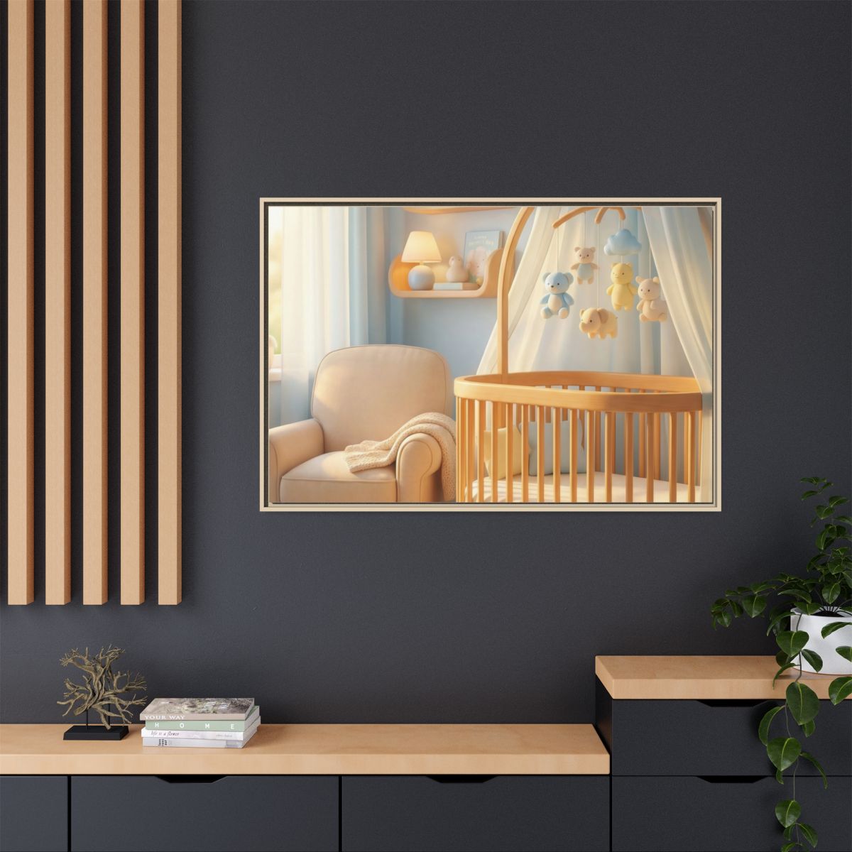 Matte Canvas, Framed - Dreamy Serene Nursery Art — Natural /...