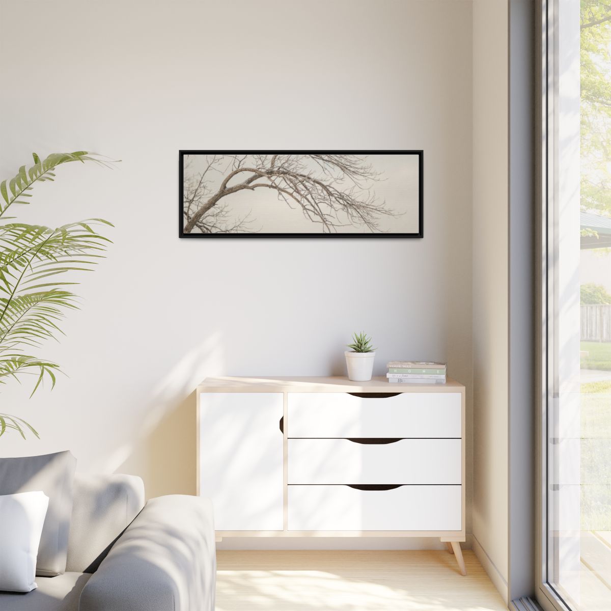Matte Canvas, Framed - Winter Branch Solitude Landscape —......