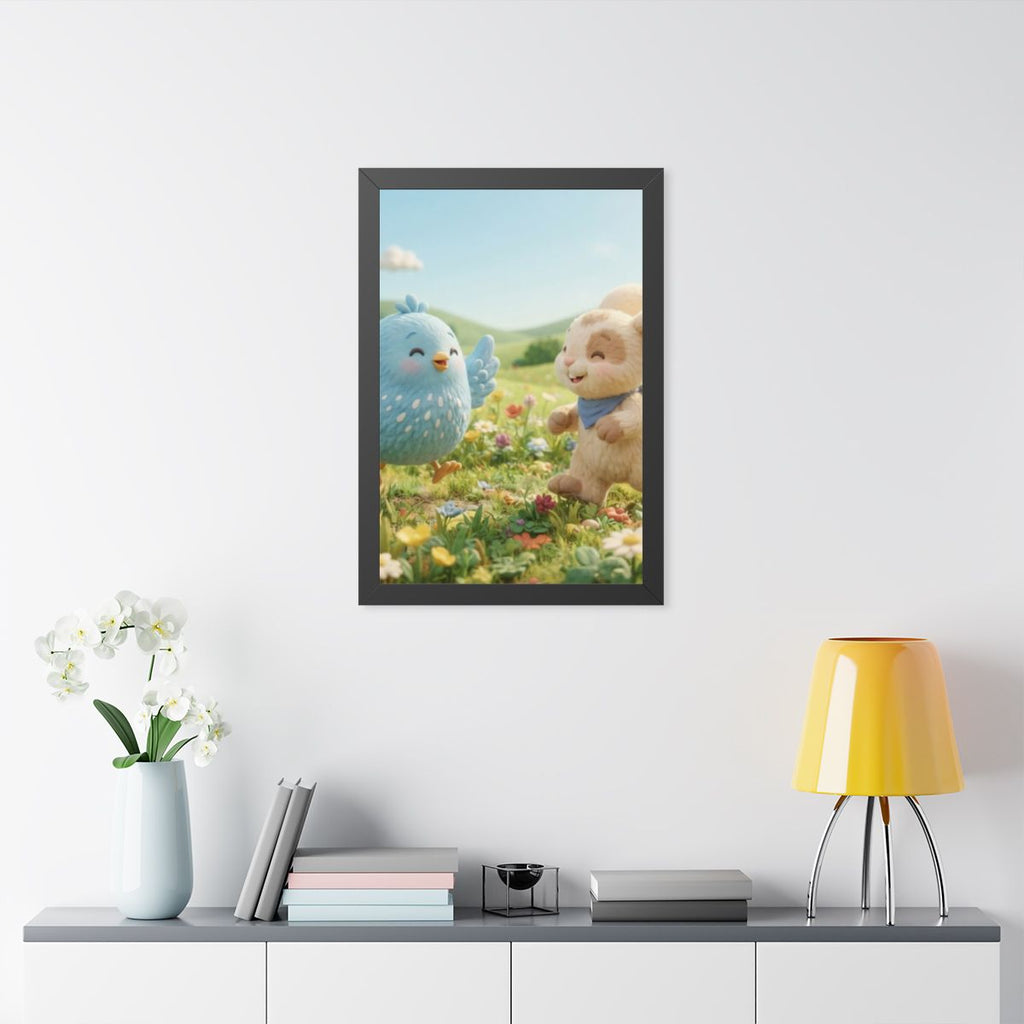Framed Vertical Poster - Meadow Friends View — Black (11×14...