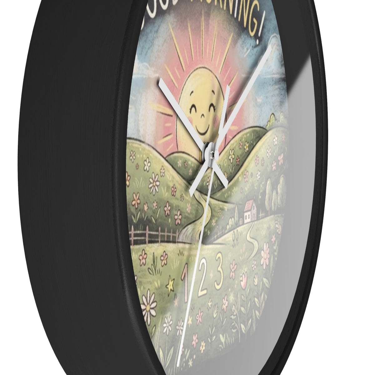 Wall Clock - Good Morning Sun Meadow Chalk Art | Echovira...