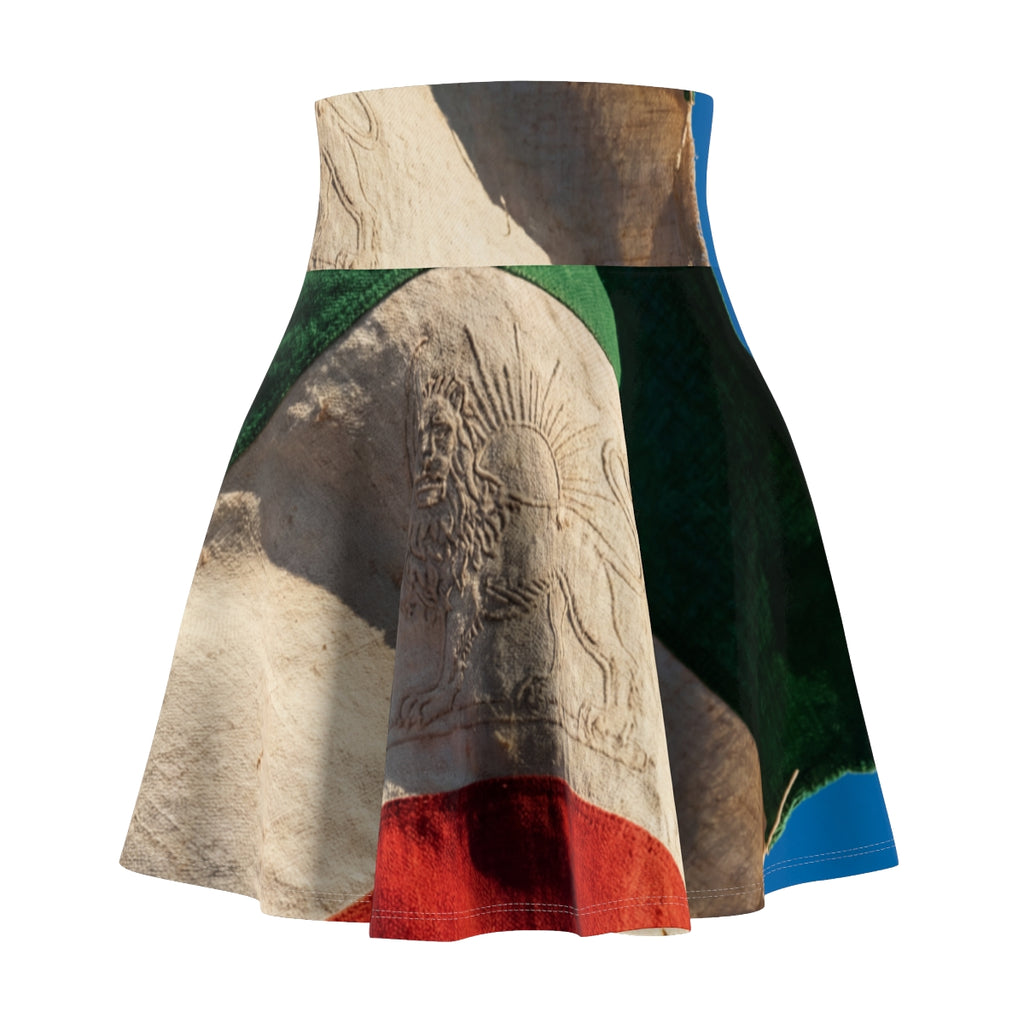Women's Skater Skirt - Vintage Persian Lion and Sun Flag Art...