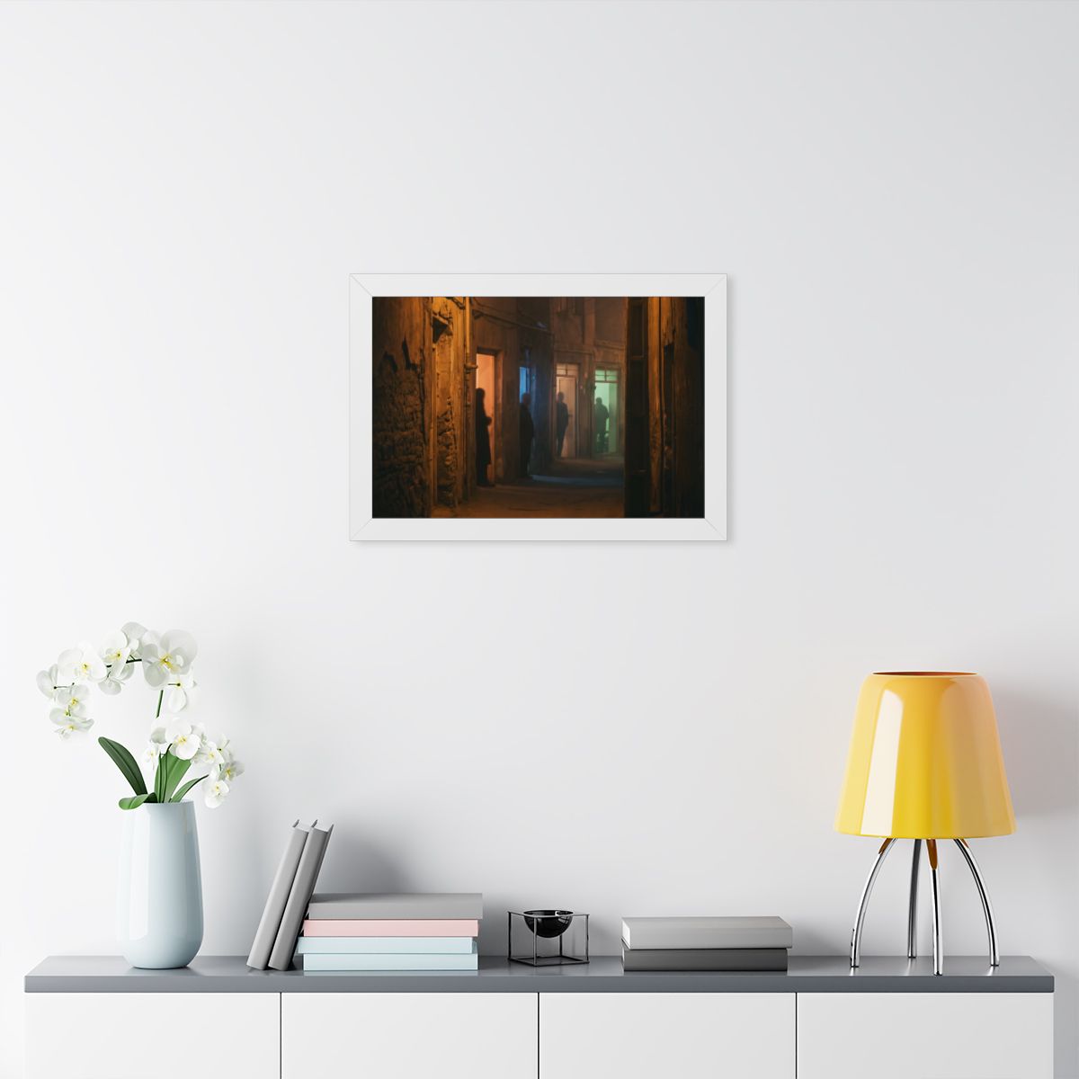 Framed Horizontal Poster - Shadowed Alleyway Mystery Art......